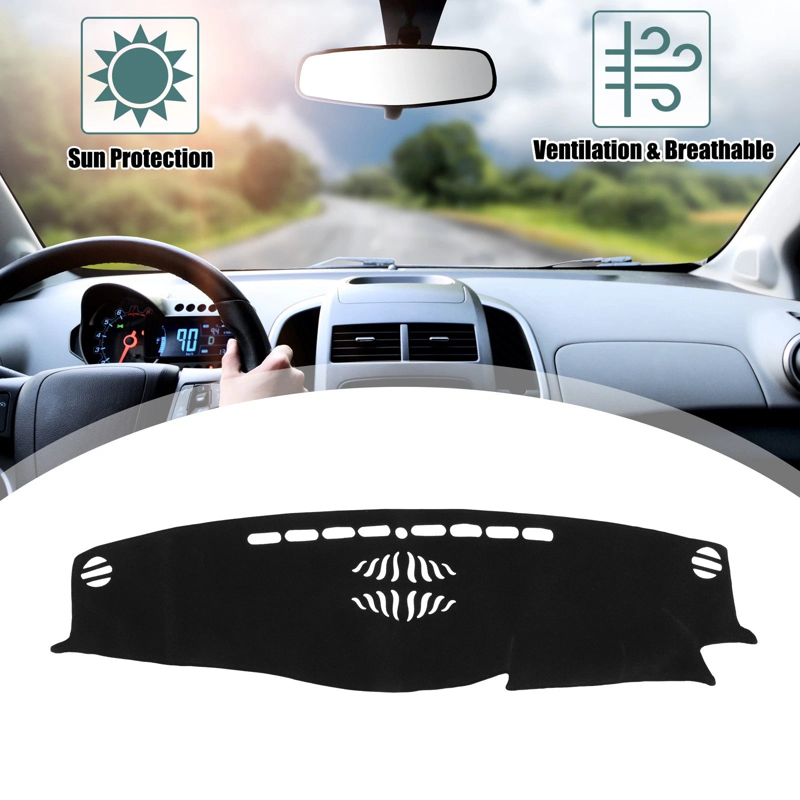 Dashboard Cover for Toyota Crown (2012–2018) Black Polyester Non-slip