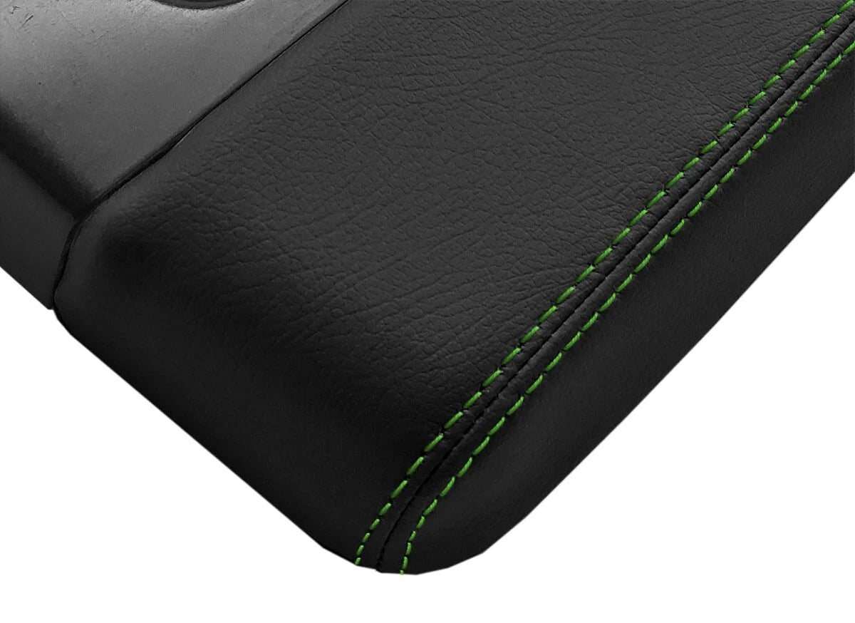 Leather Console Lid Armrest Cover for Chevrolet Silverado (2014–2020) Green Stitch