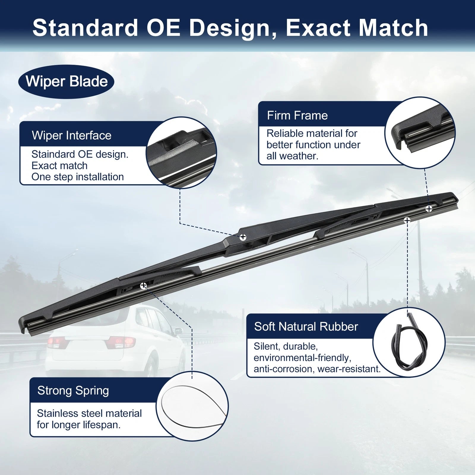 Set of 2 Rear Windshield Wiper Blade Arms for Toyota C-HR IZOA (2018–2020)