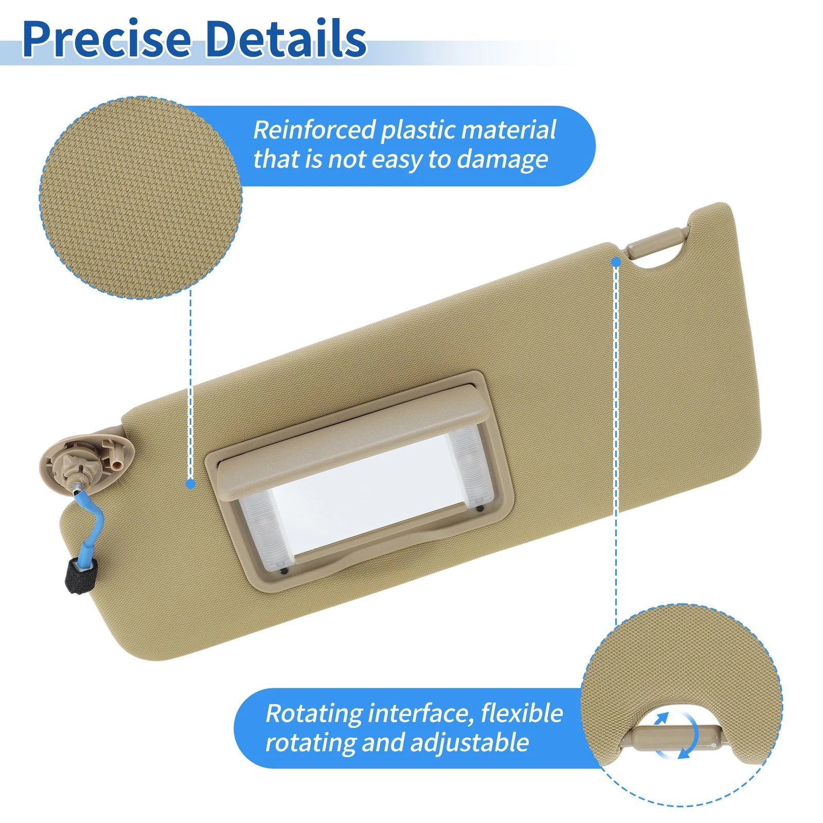 Left Side Sun Visor for Honda Pilot (2009–2015) No. 83280-SZA-A01ZC Beige