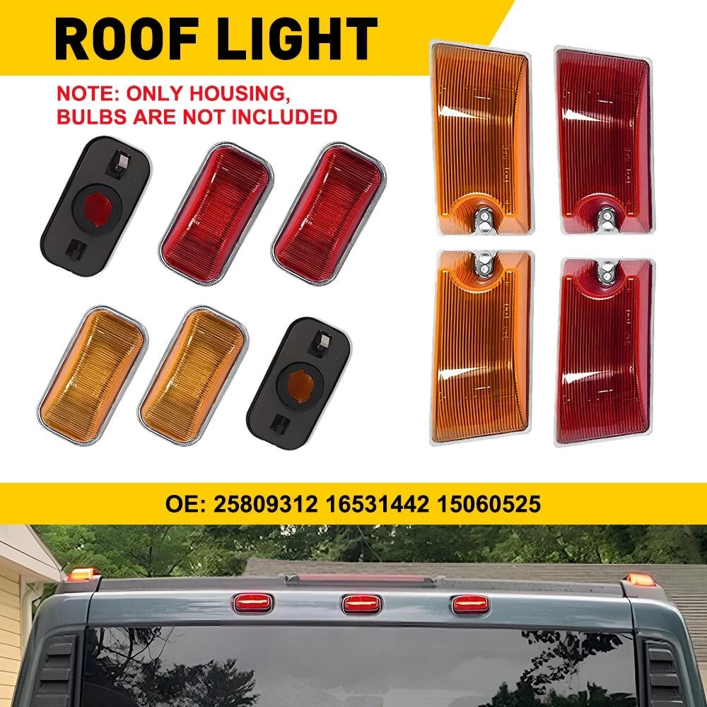 Amber Red Lens Top Roof Cab Marker Light Housing Cover for Hummer H2 SUT (2003–2009)