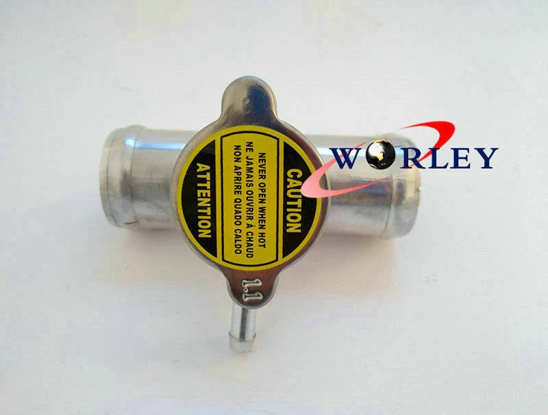 38mm Alloy Inline Radiator Pipe Filler Neck & 1.1 BAR Cap for Car