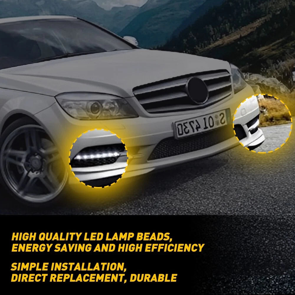 Set of 2 LED Daytime Running Lights for Mercedes C-Class (2012–2015)
