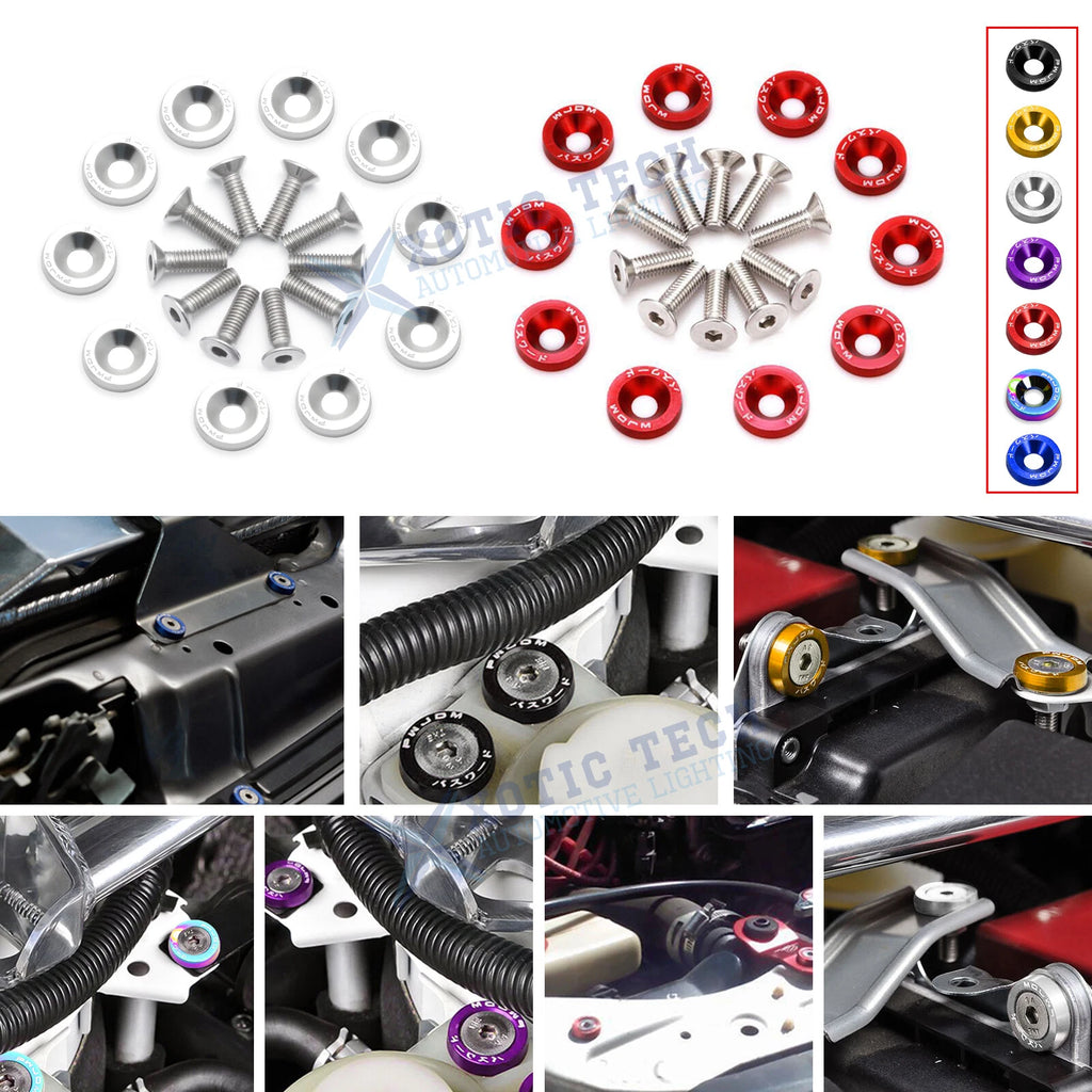 Billet Aluminum Fender Bumper Washer Engine Bay Bolt Kits for Universal (10-Pack)