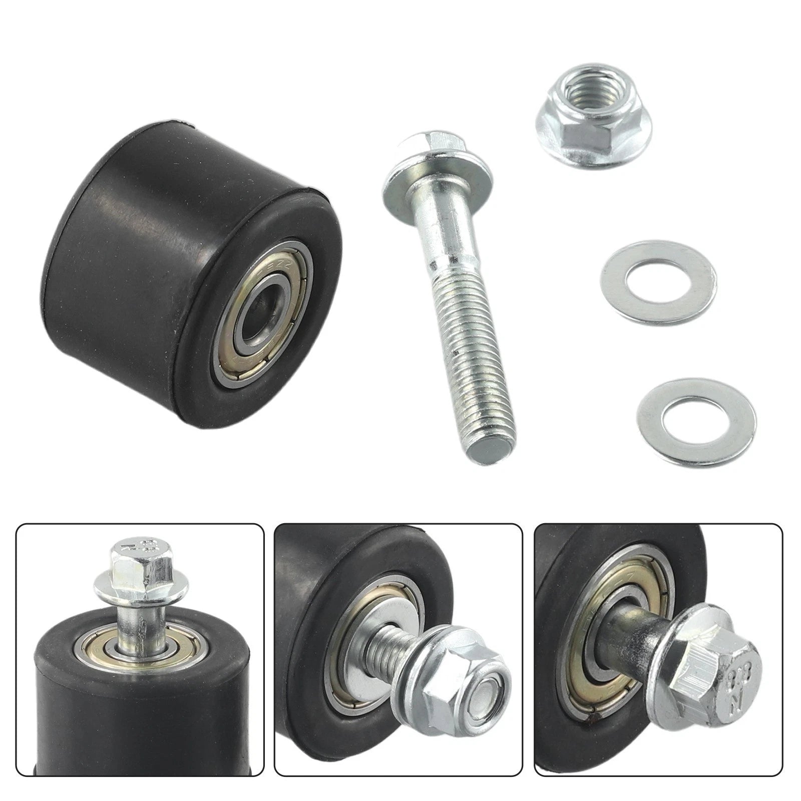 Chain Roller for Motorcycle (26mm Length, Non-slip Rubber)