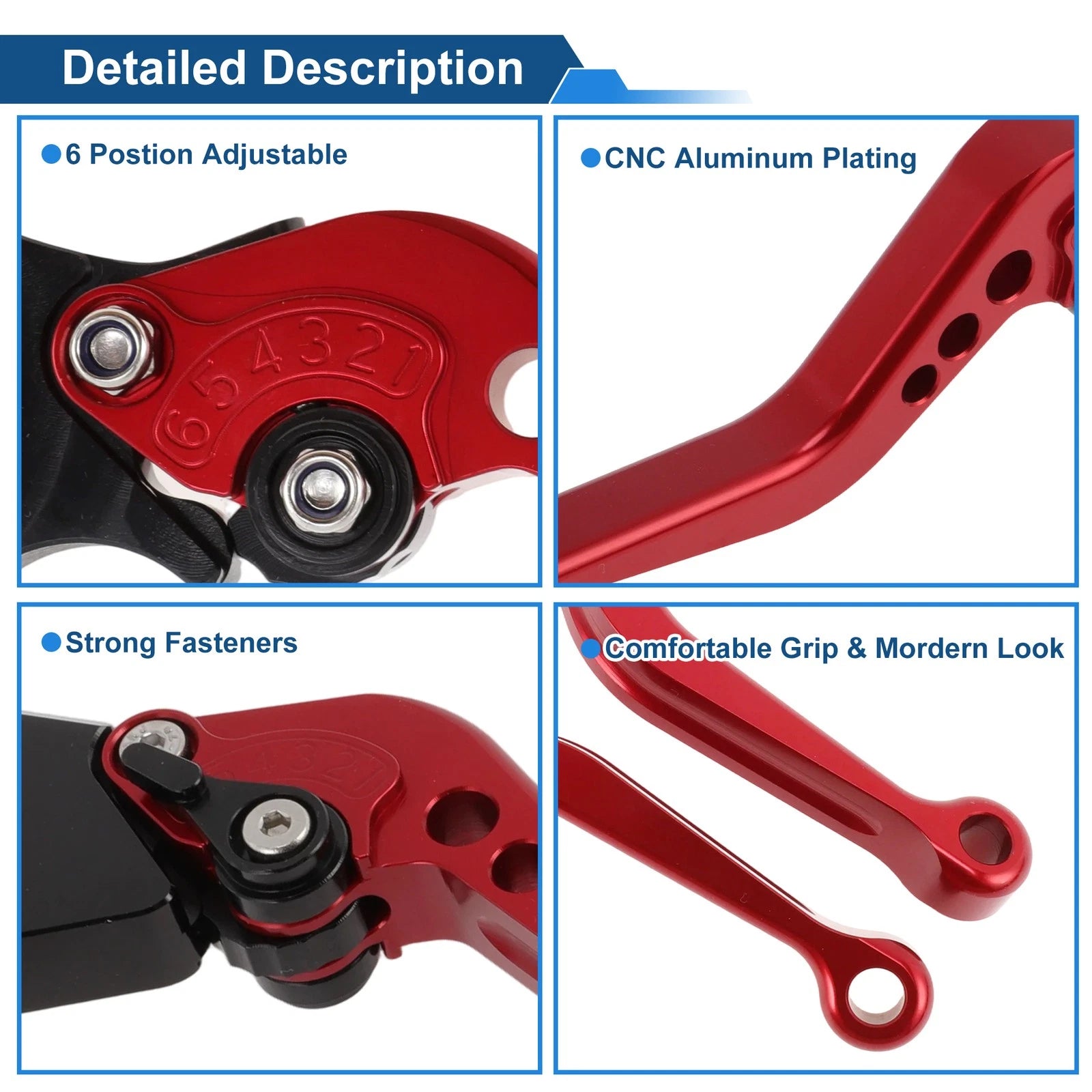 Adjustable Short Brake Clutch Levers for BMW F650GS (2008–2012) Red 1 Pair