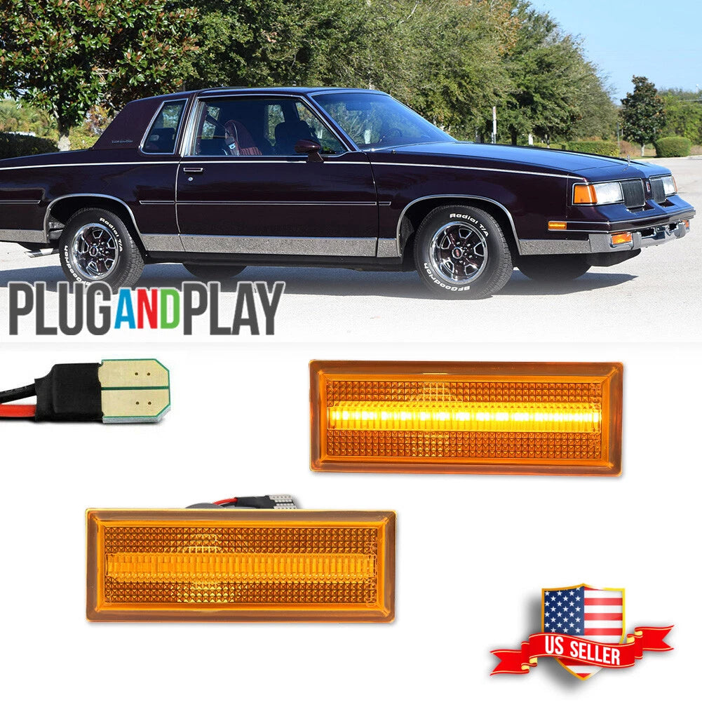 2X Amber Lens LED Front Side Marker Lights for Oldsmobile Cutlass (1981–1988)