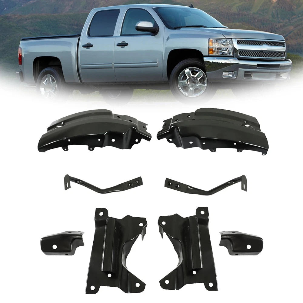 Front Bumper Brace Bracket for Chevy Silverado 1500 (2007â2013) Steel Black
