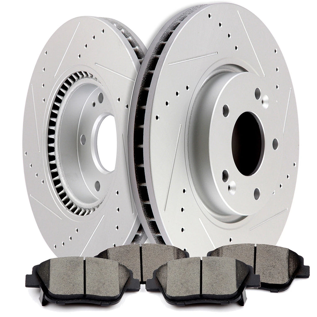 2X Front Drilled Rotors + Brake Pads for Kia Optima Hyundai Sonata (2011–2015)