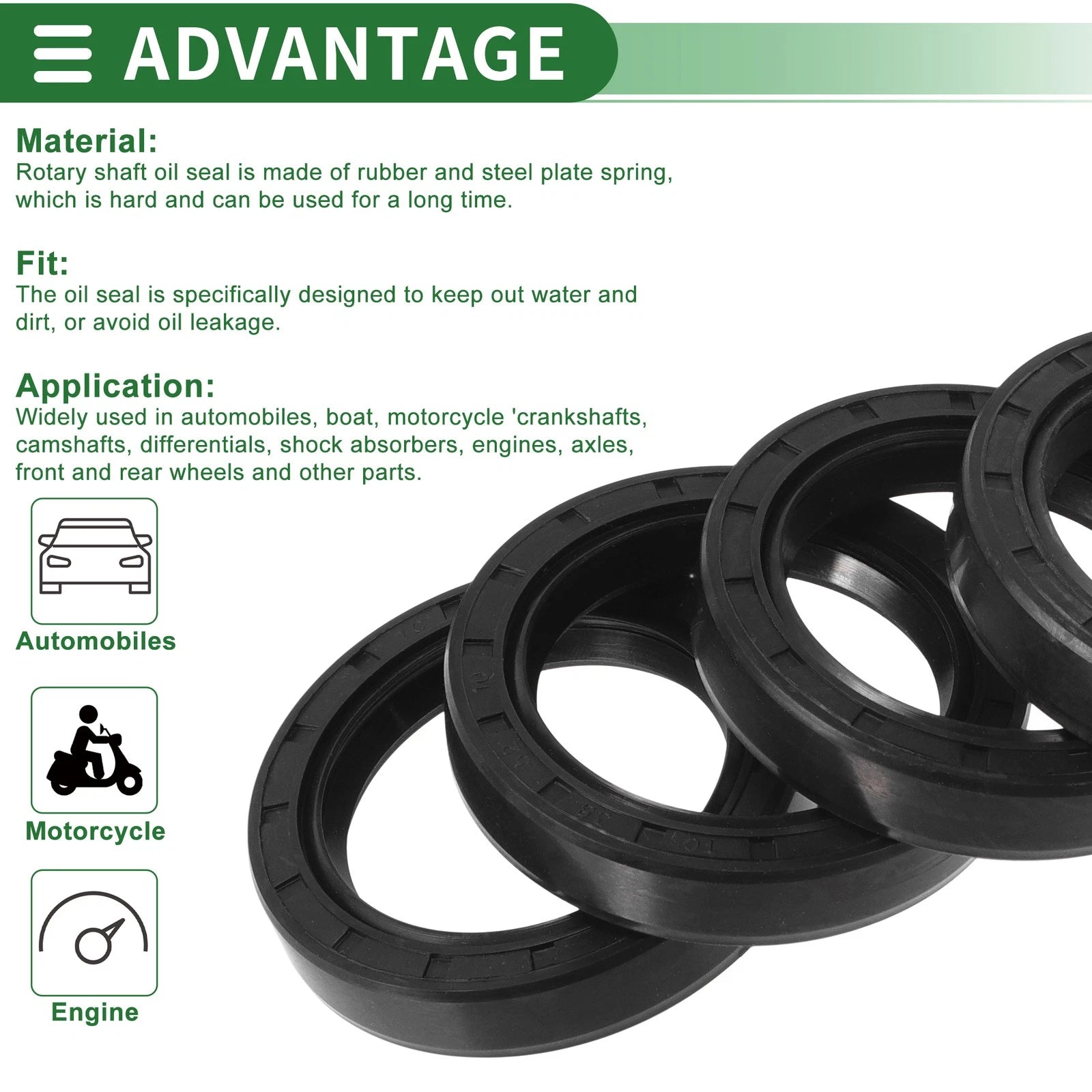 Set of 5 Oil Seal Rotary Shaft Seal NBR Rubber 38x52x10mm