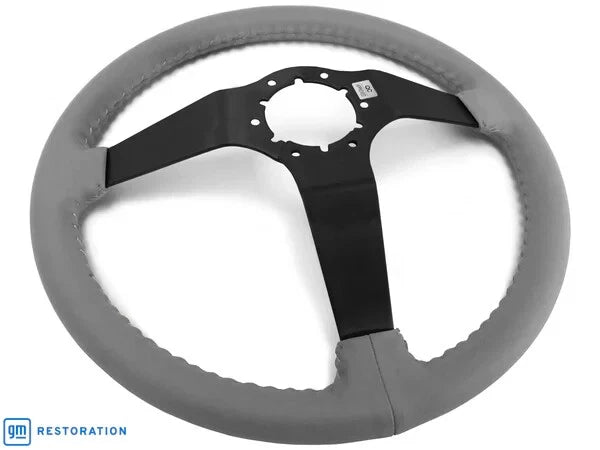 14" Black Gray Leather 3 Spoke Steering Wheel for GM Comfort Grip Replacement (1989–1997)