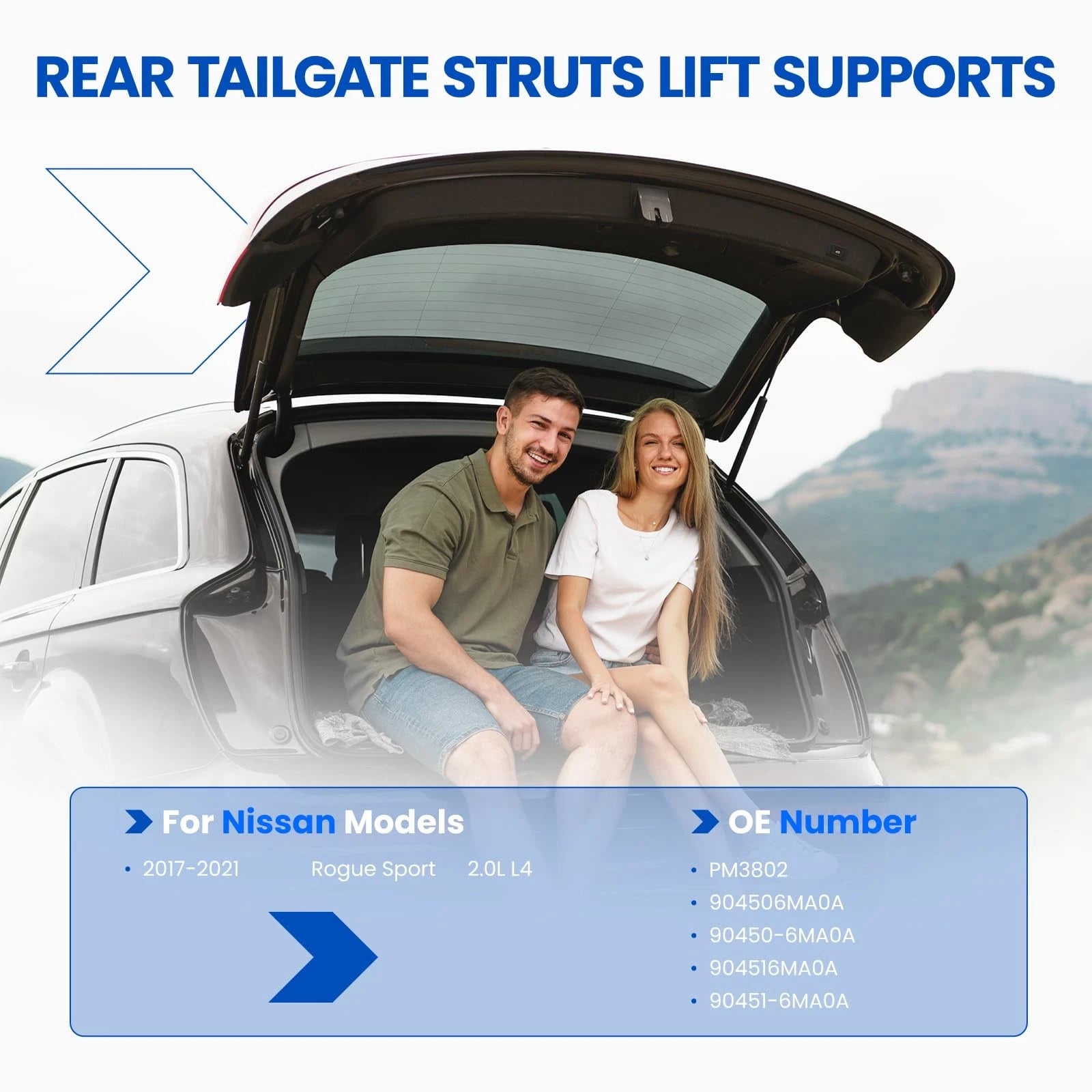 2X Rear Tailgate Lift Supports Struts for Nissan Rogue Sport (2017–2022)