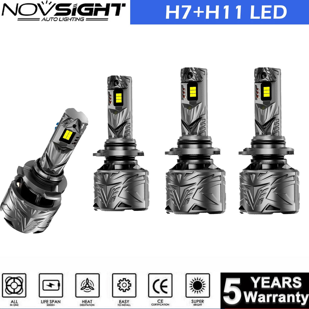 H7 + H11 Front LED Headlight Bulbs Conversion Kit 6500K Bright White