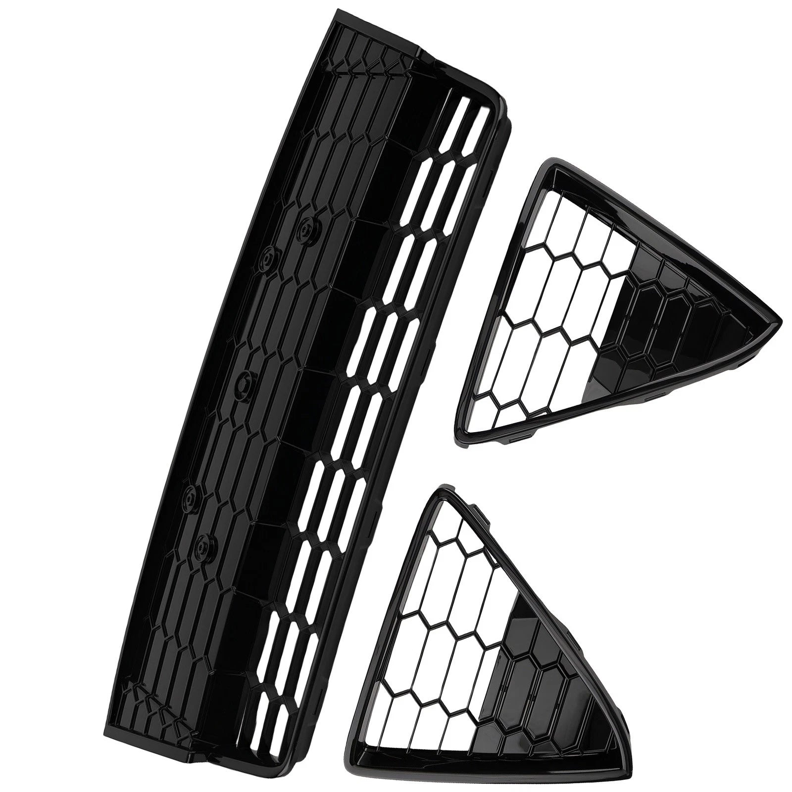 Front Bumper Grille for Ford Focus (2012-2014) Black ABS Plastic