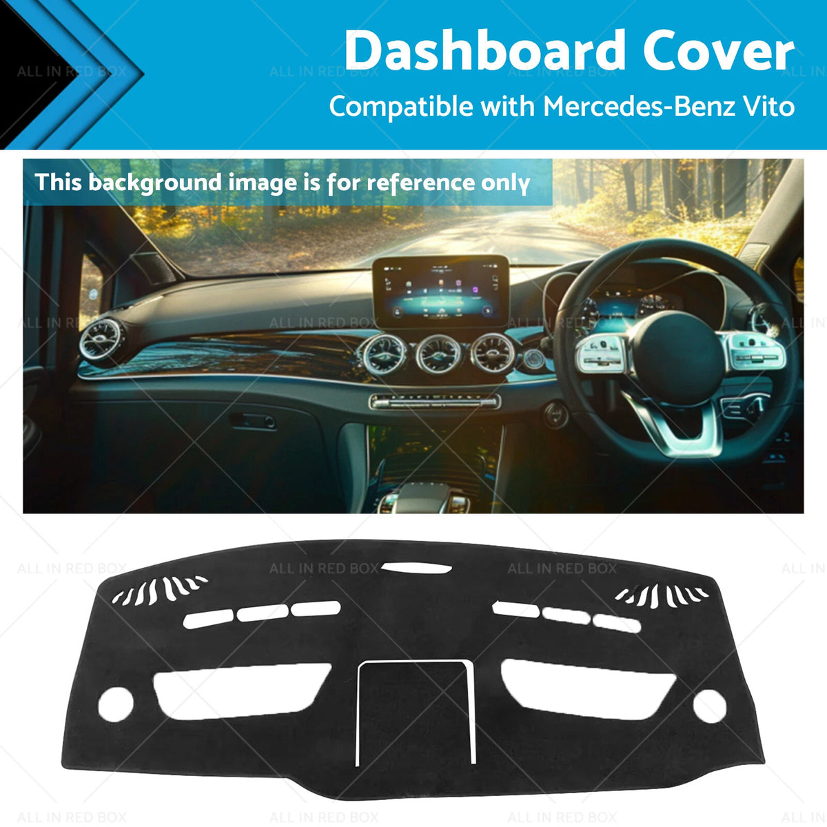 Dashboard Cover for Mercedes Vito (2014-On) - Black Dash Mat