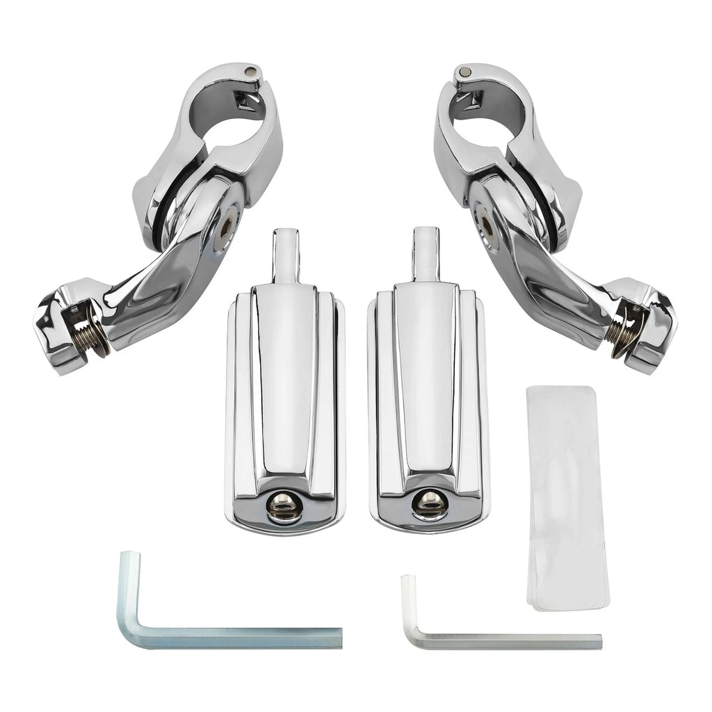 Chrome Short Angled Adjustable Highway Footpegs for Harley