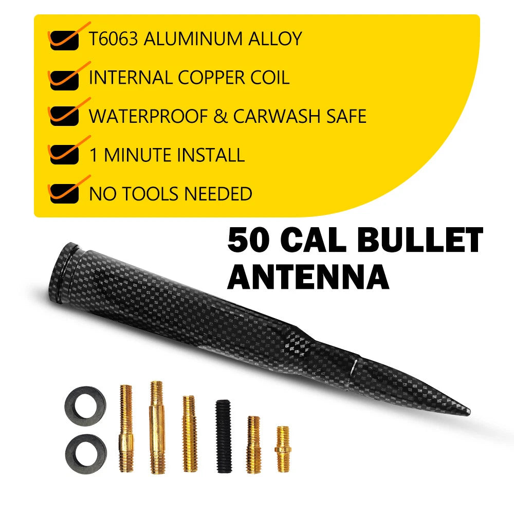 Carbon Fiber Bullet Antenna for Chevrolet Silverado 1500/2500/3500 (2014–2023)