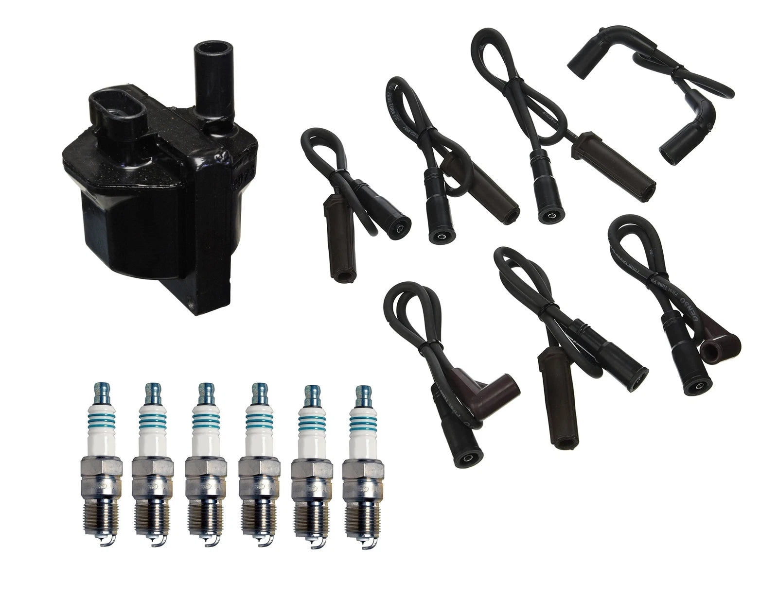 Set of 6 Denso Ignition Coil Wire Iridium Power Spark Plug for Chevy GMC 4.3 V6