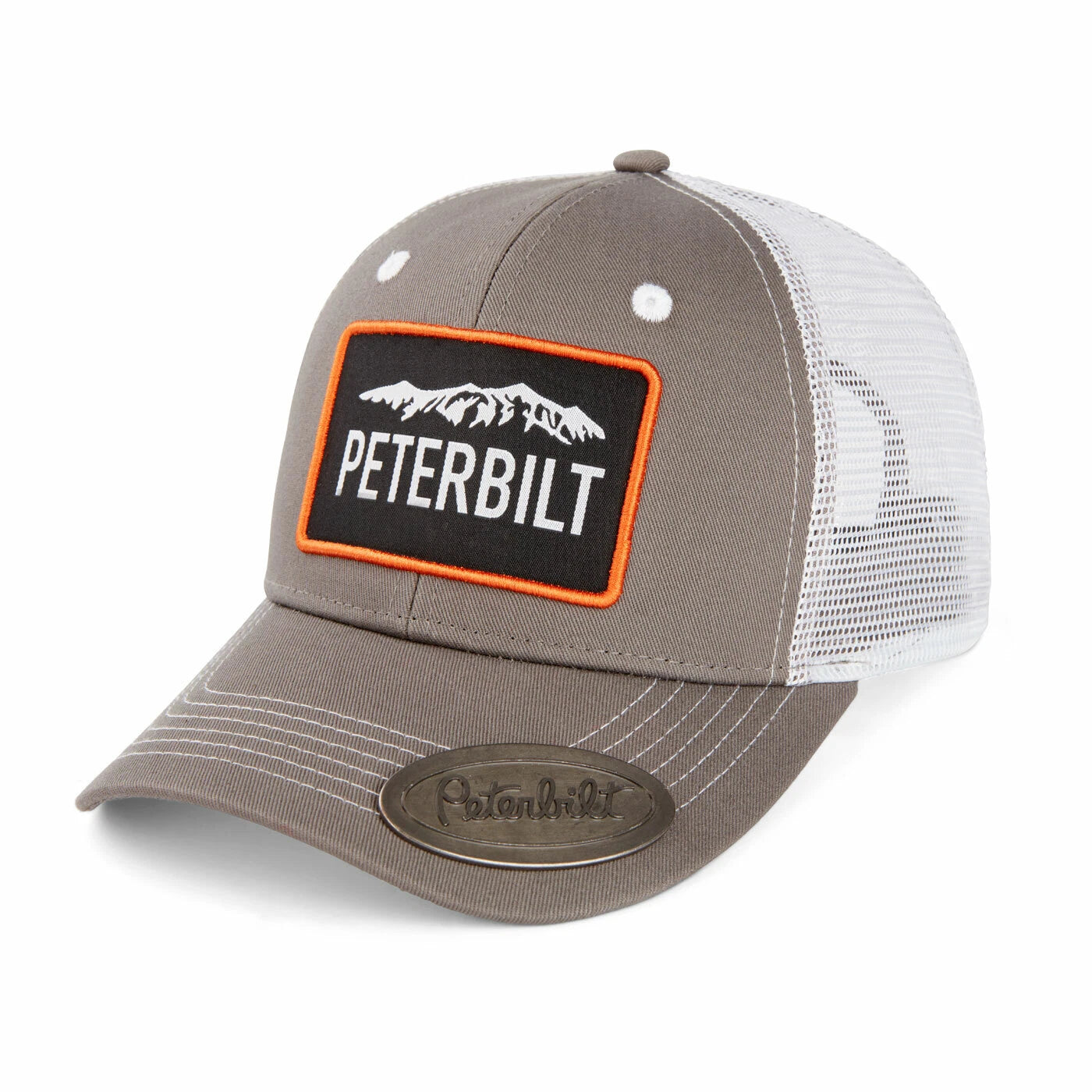 Peterbilt Motors Hat for Peterbilt Trucks (Mesh Trucker, Grey)
