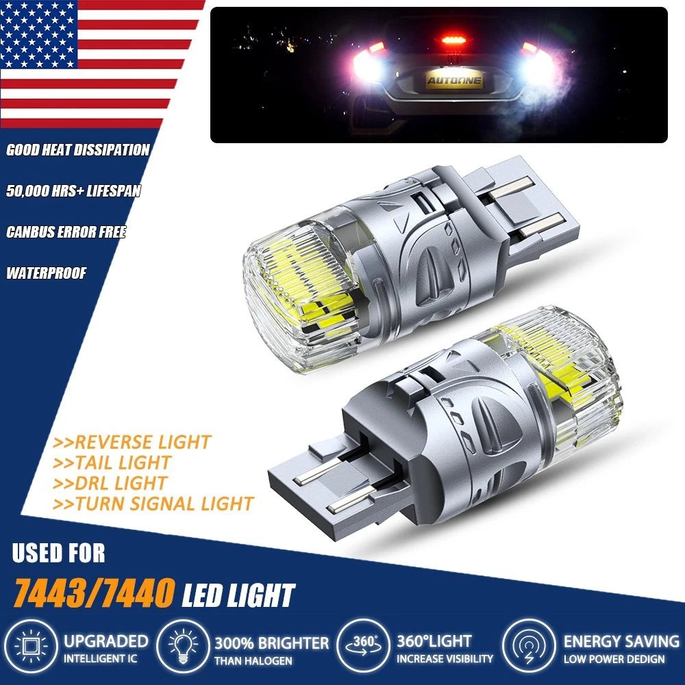 Set of 2 7440 7443 7444 LED Backup Reverse Light Bulbs for Universal