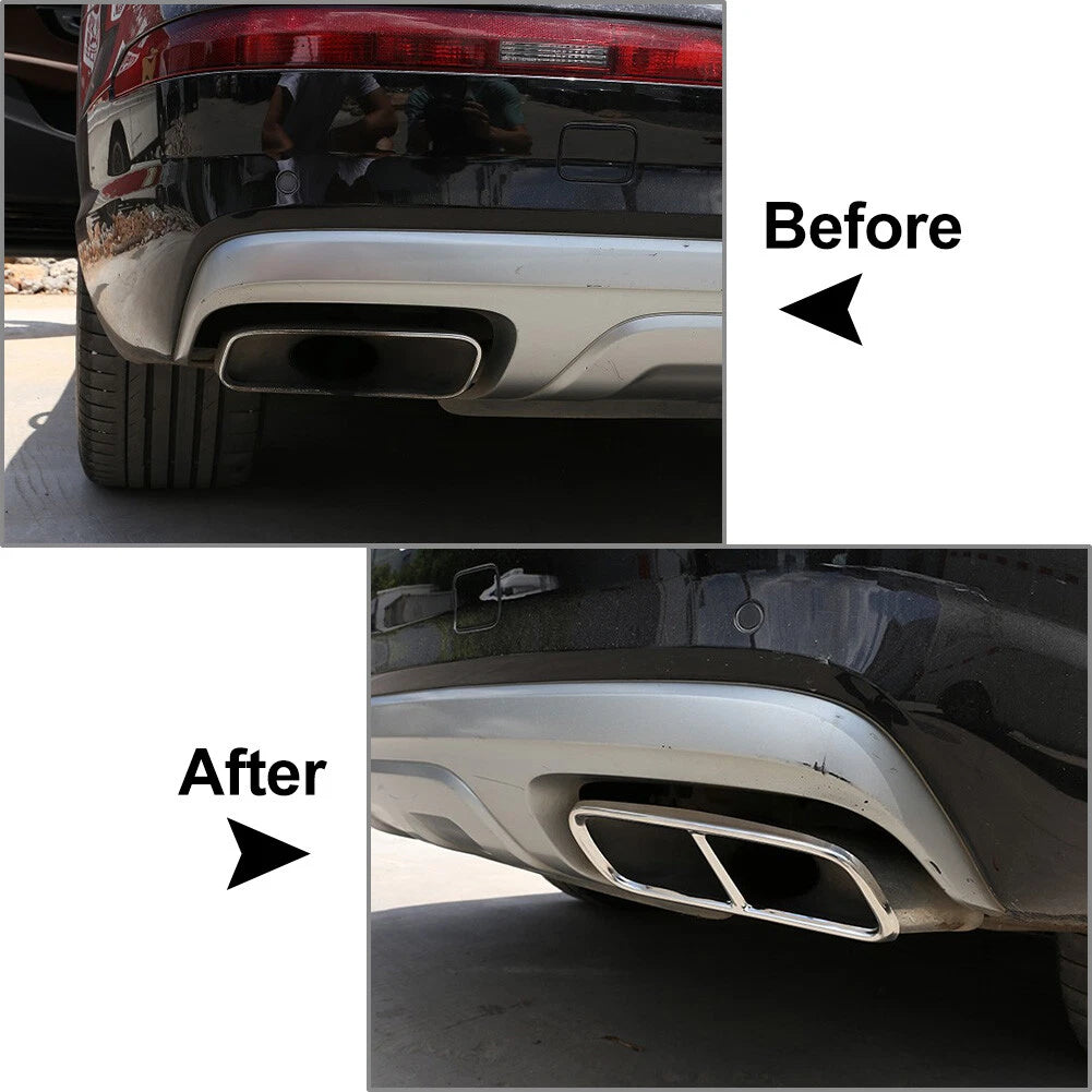 2X Rear Exhaust Muffler Tail Pipe Cover Trim for Audi Q7 (2016–2019) Glossy Black