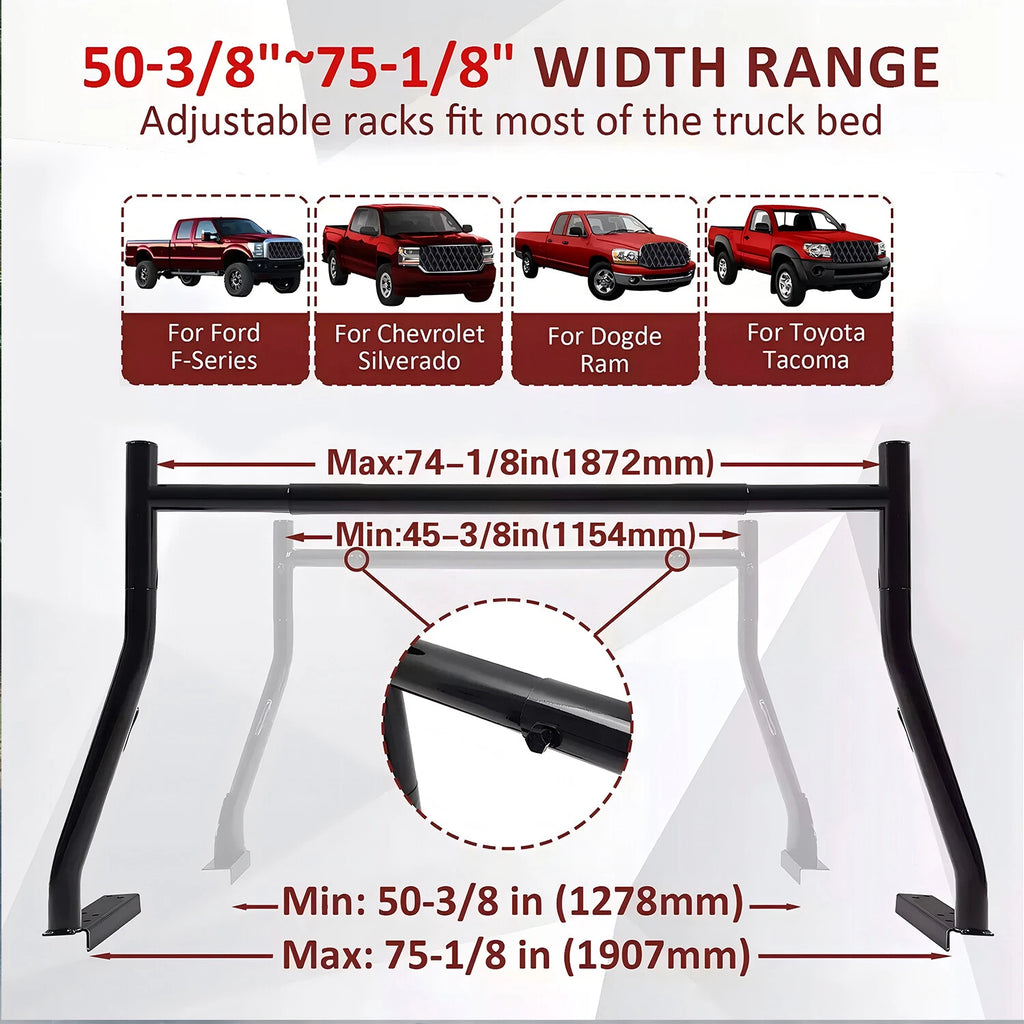 Adjustable Pickup Truck Bed Ladder Cargo Rack for Trucks