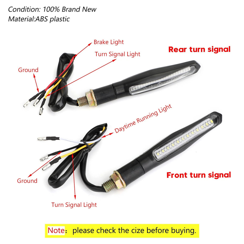 4X Sequential Flowing LED Turn Signal Indicator Lights for Motorcycle (T9)