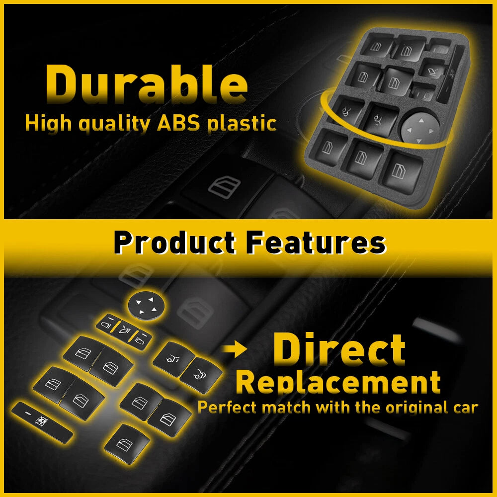 Set of 14 Window Switch Door Button Stickers for Mercedes-Benz GLA250 (2014–2017)
