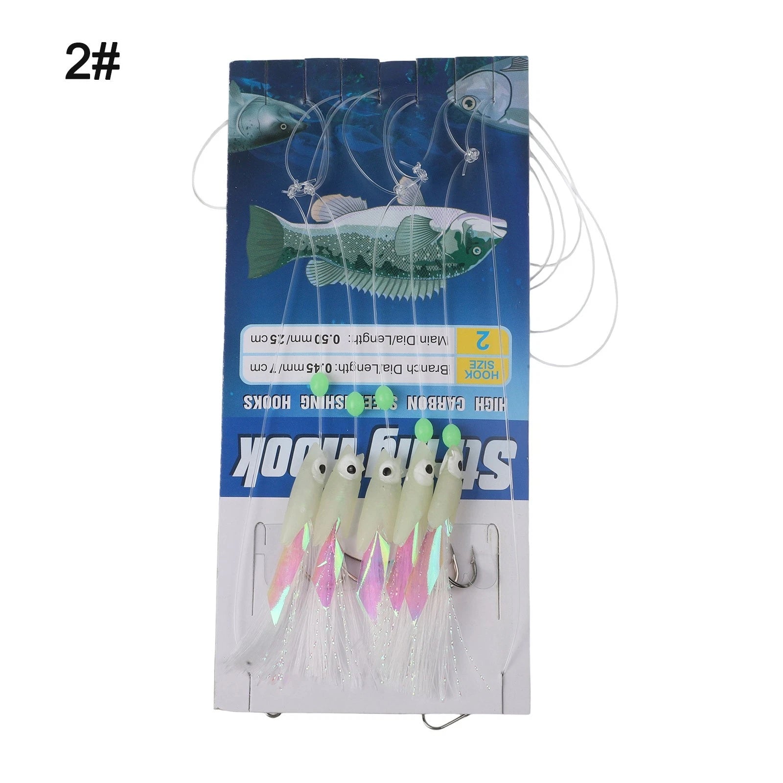 Set of 4 Fishing Lures with Luminous Hooks for Deep Sea Fishing