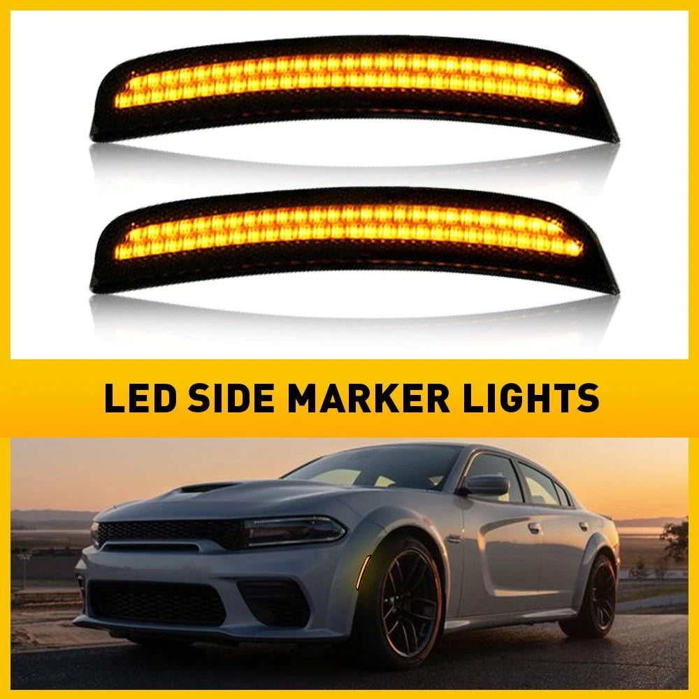 AUXITO LED Side Marker Bumper Lamps for Dodge Charger (2015–2022)