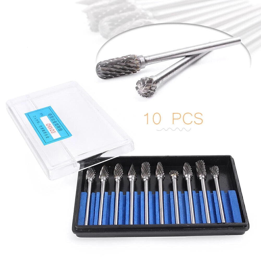 10pcs 6mm Tungsten Carbide Burrs for Rotary Drill Die Grinder