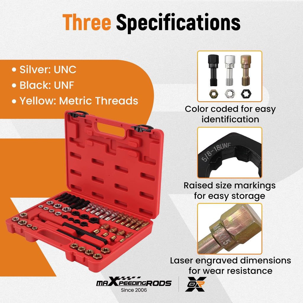 48pc Thread Chaser Kit for Auto Engine Repair (M6-M14 UNC UNF)