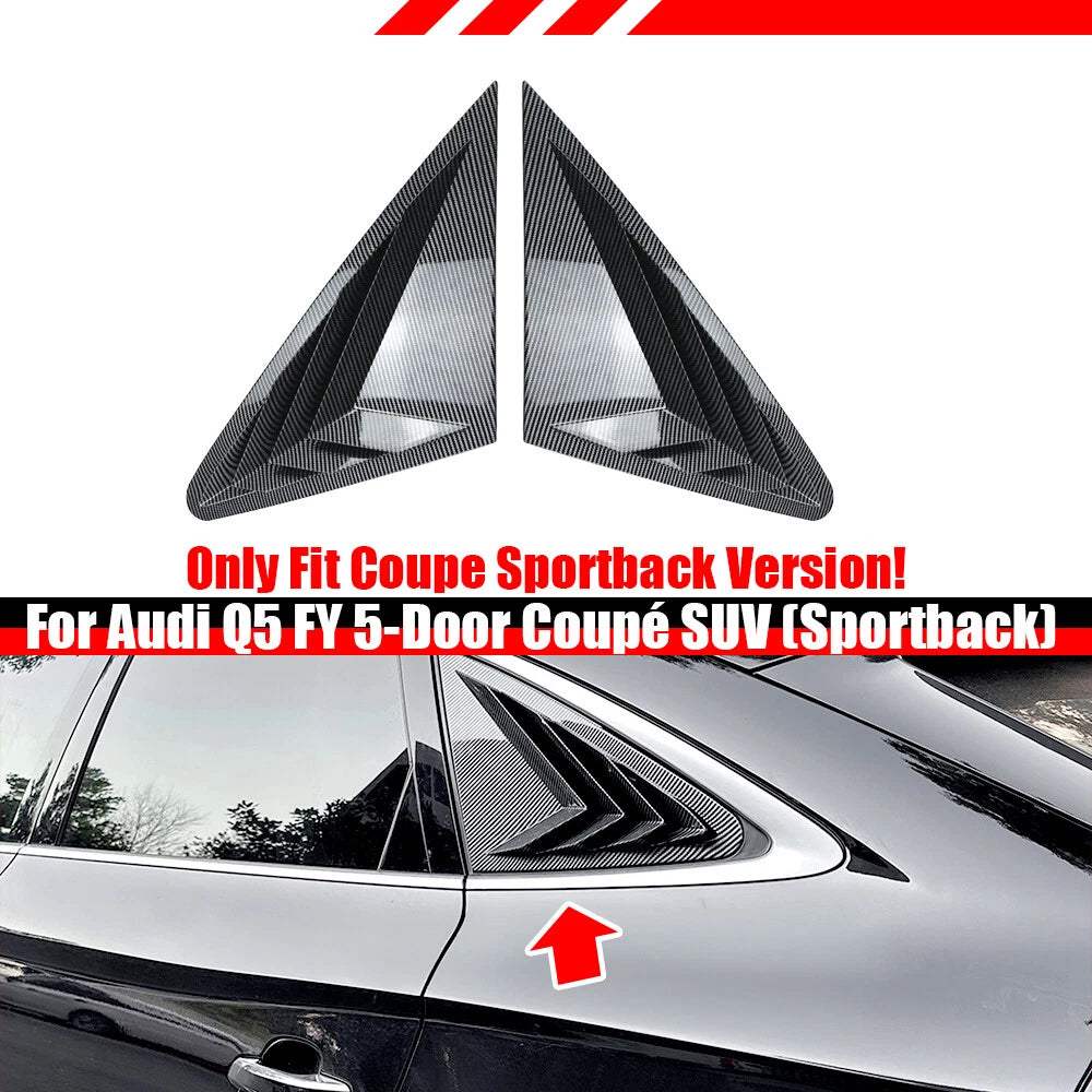 Rear Window Louver Shutter Trim for Audi Q5 (FY 2018–2023) Carbon Look
