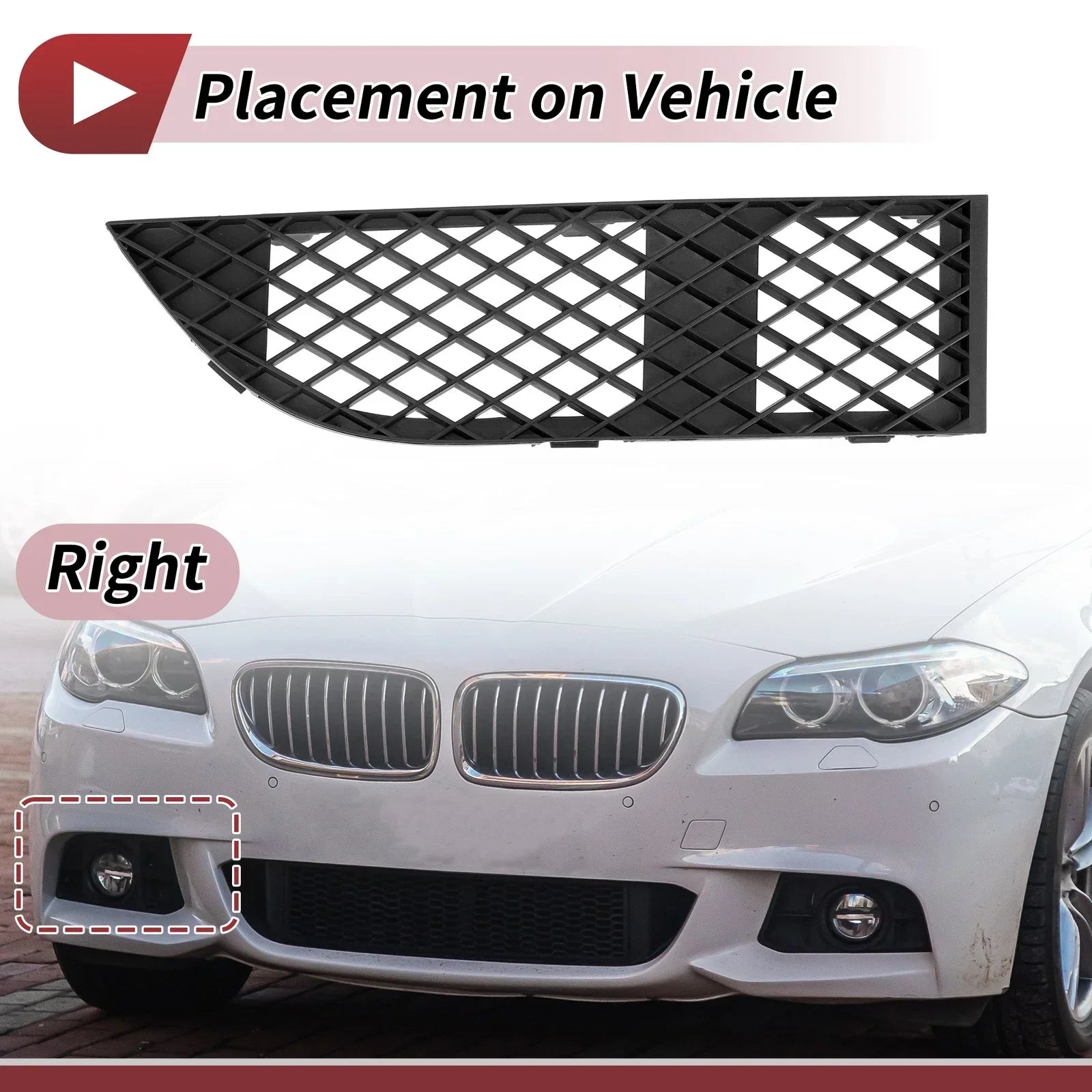 1 Pc Front Right Fog Light Grill for BMW 750Li (2006-2008)