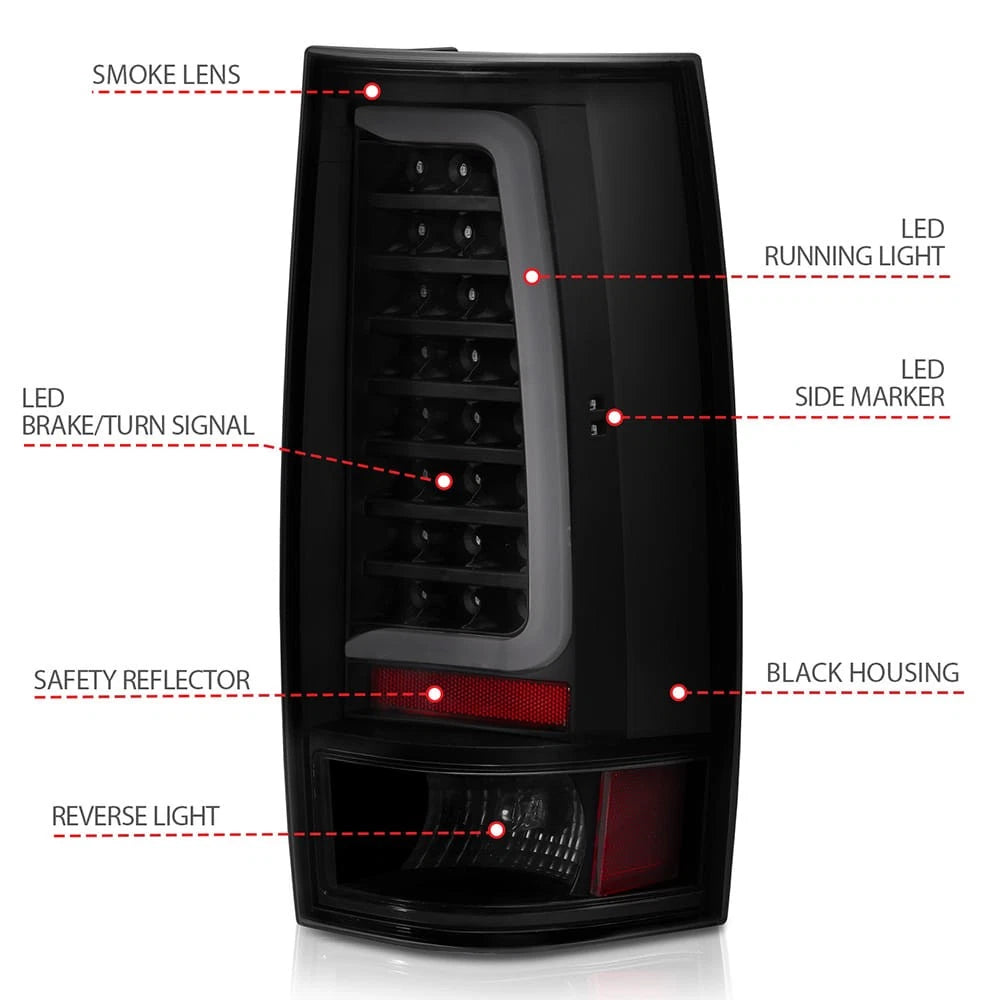 Tail Light Assembly Black Smoke Lens Replacement for 2007-2014 Chevy Suburban 1500