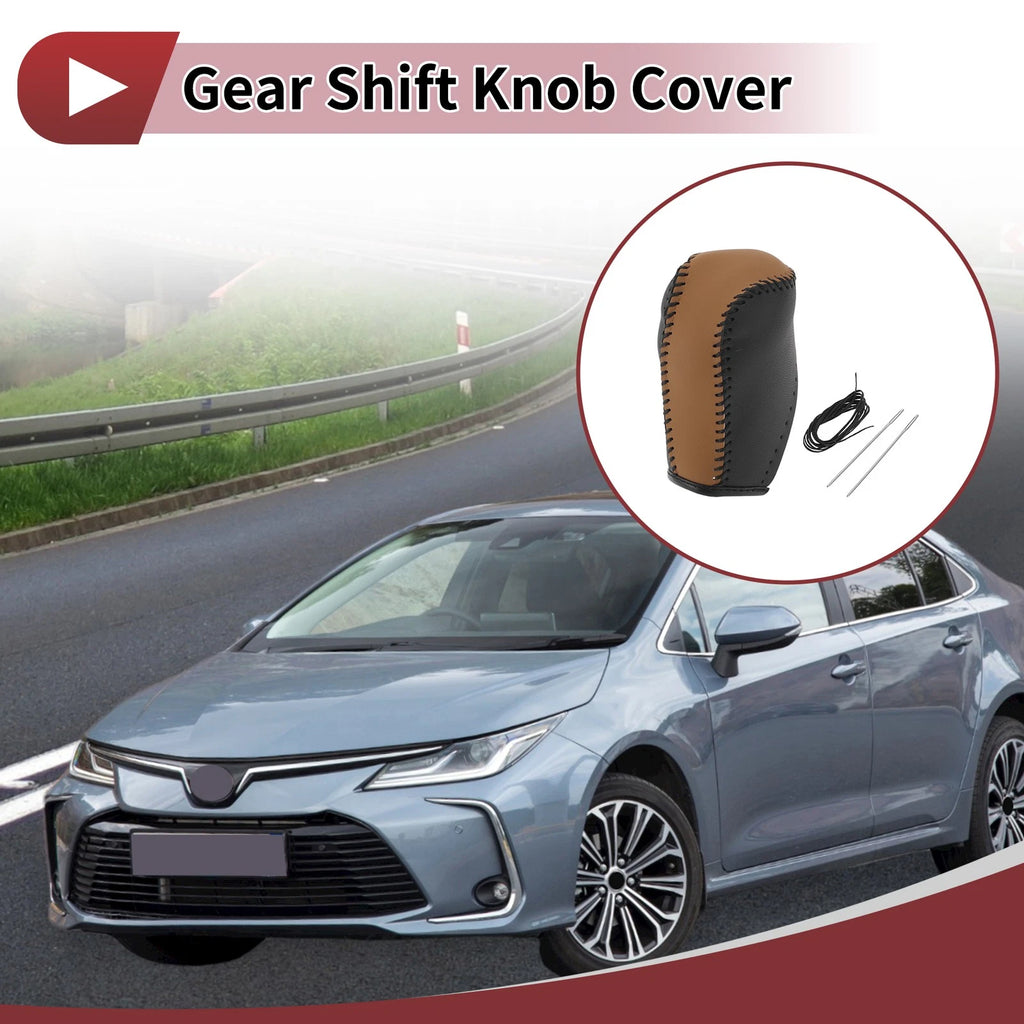 1 Pc Gear Shift Knob Cover for Toyota Corolla (2014–2018) Brown Faux Leather