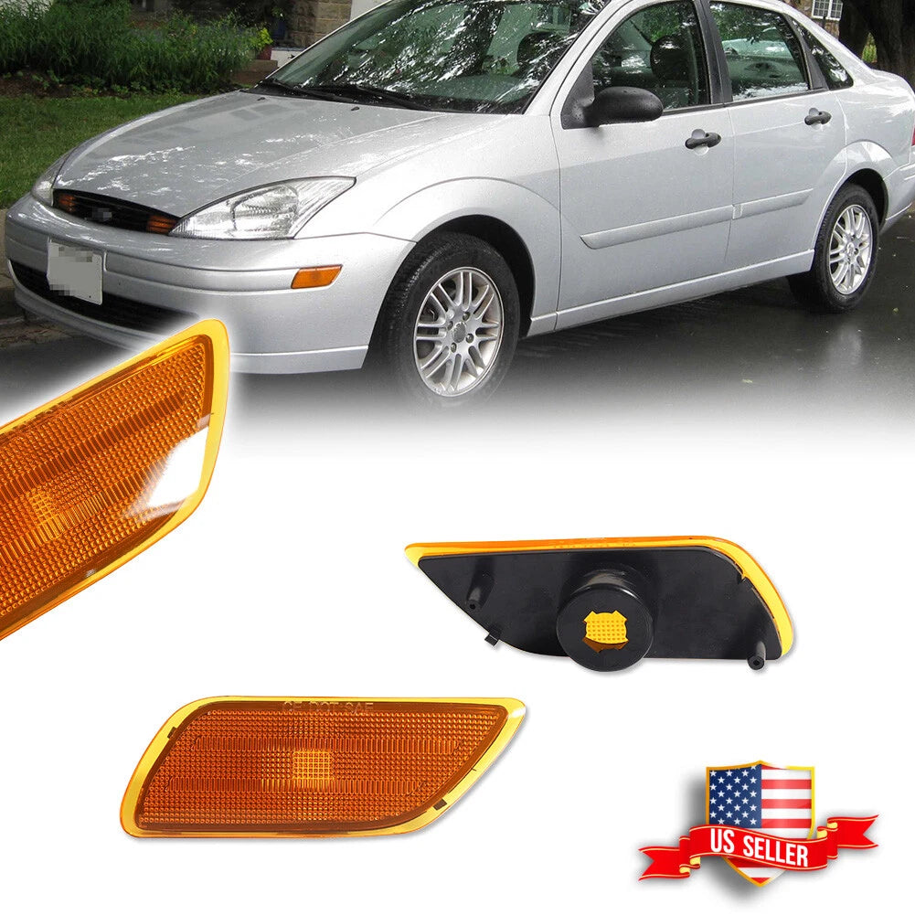 2X OE-Style Amber Lens Front Side Marker Lights for Ford Focus (2000–2004)