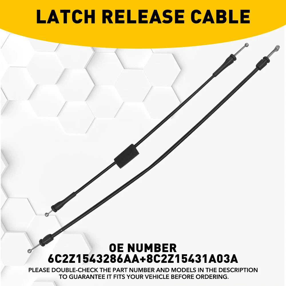 Set of 2 Rear Left Door Latch Release Cables for Ford E150 E250 E350 E450 (1992-2009)