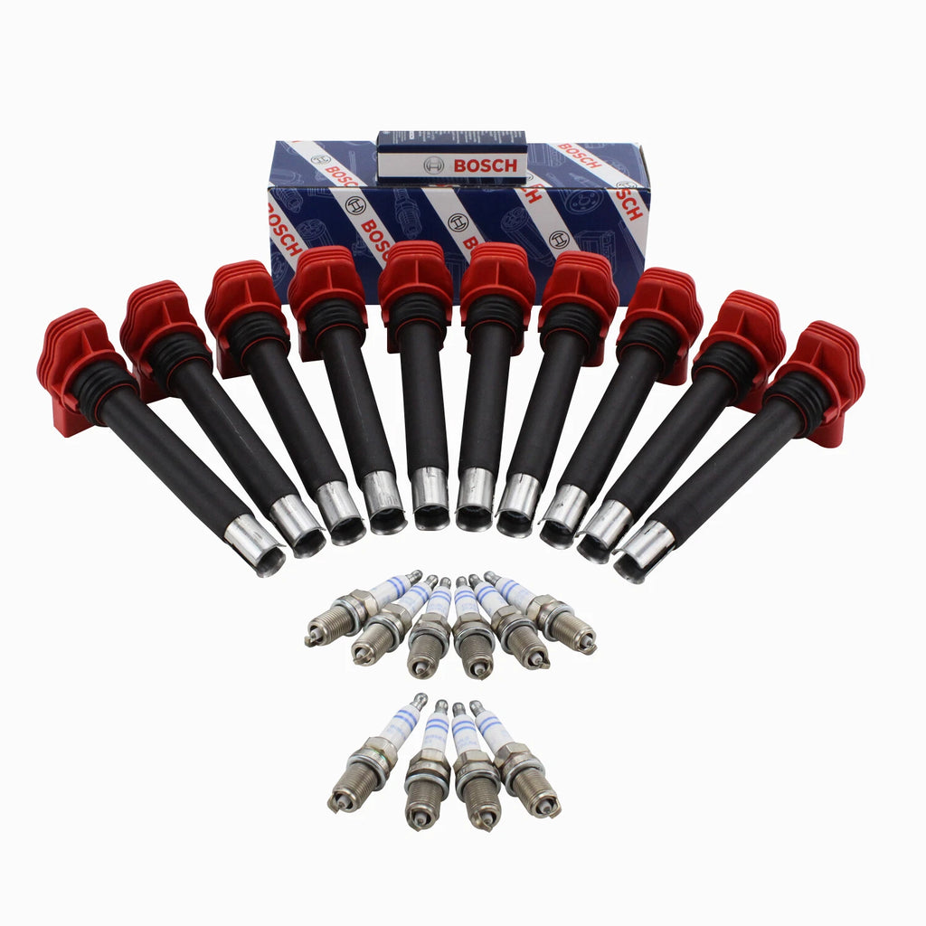 Set of 10 Ignition Coils & Spark Plugs for Audi 5.2L V10 (2006–2012)