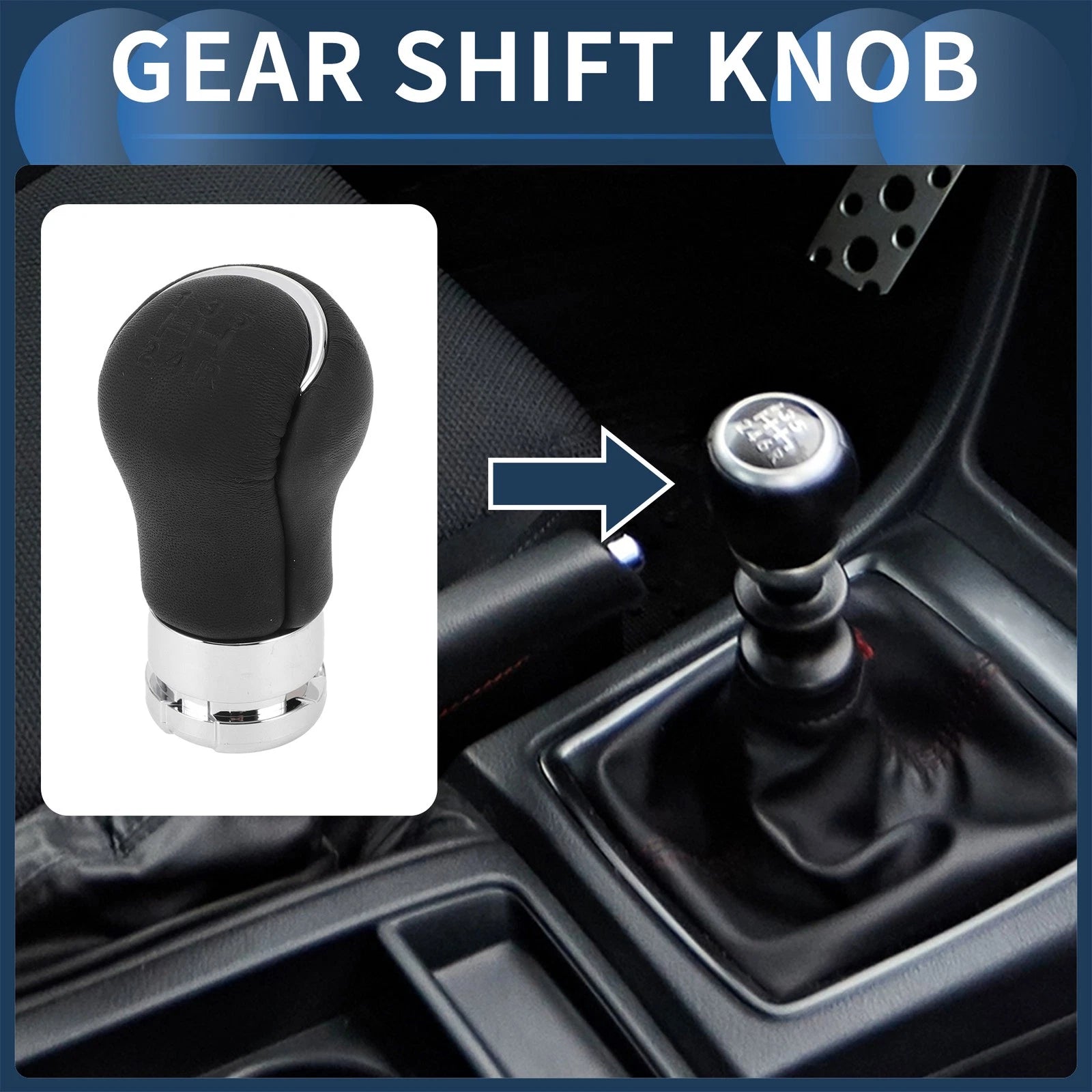 5 Speed Gear Shift Knob for Toyota Hilux Revo (2015–2020) Plastic Faux Leather