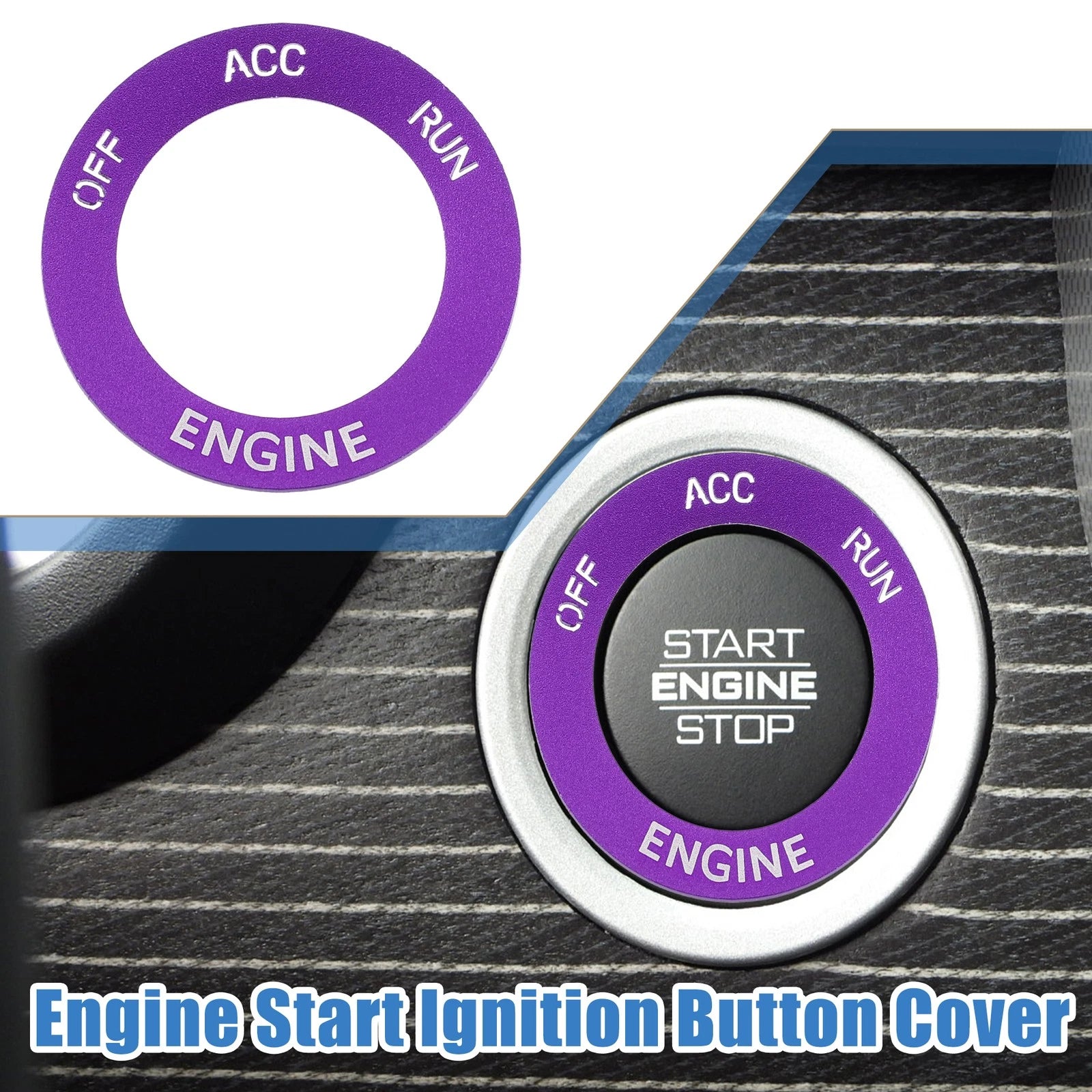 Engine Start Button Sticker for Dodge Charger Challenger (2015–2023) Aluminum Alloy Purple
