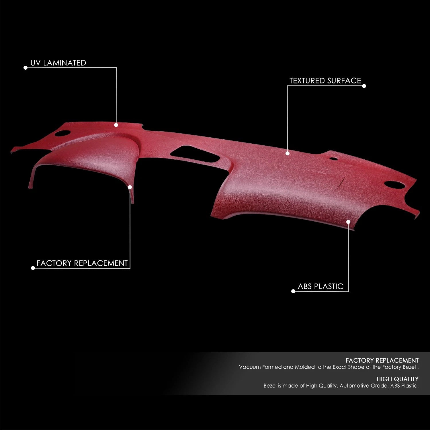 Dash Cap Cover Overlay for Acura TL (2004–2008) - Maroon Textured ABS Plastic