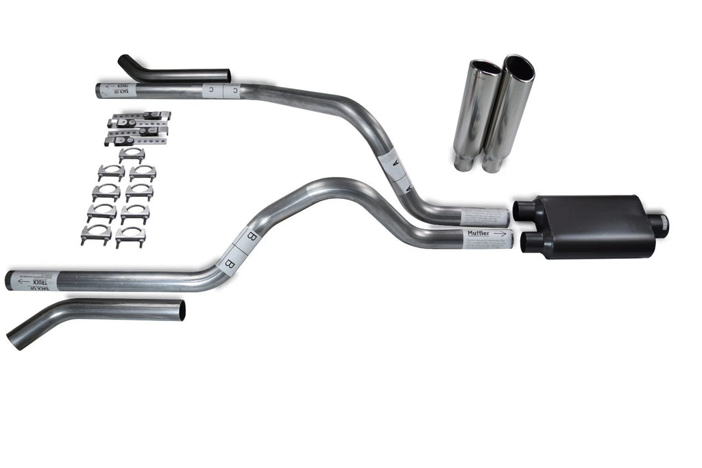 2.5" Dual Exhaust Kit for Dodge Dakota (1997–2005) - 2 Chamber Muffler, Clamp