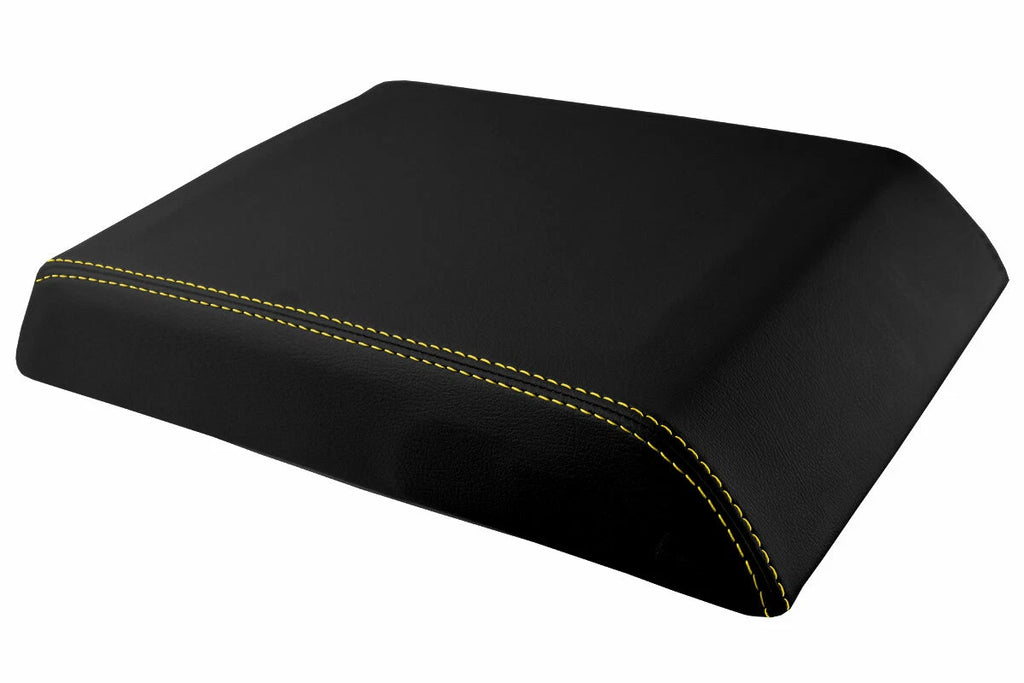Leather Console Lid Armrest Cover for Hummer H2 (2003–2007) Yellow Stitch
