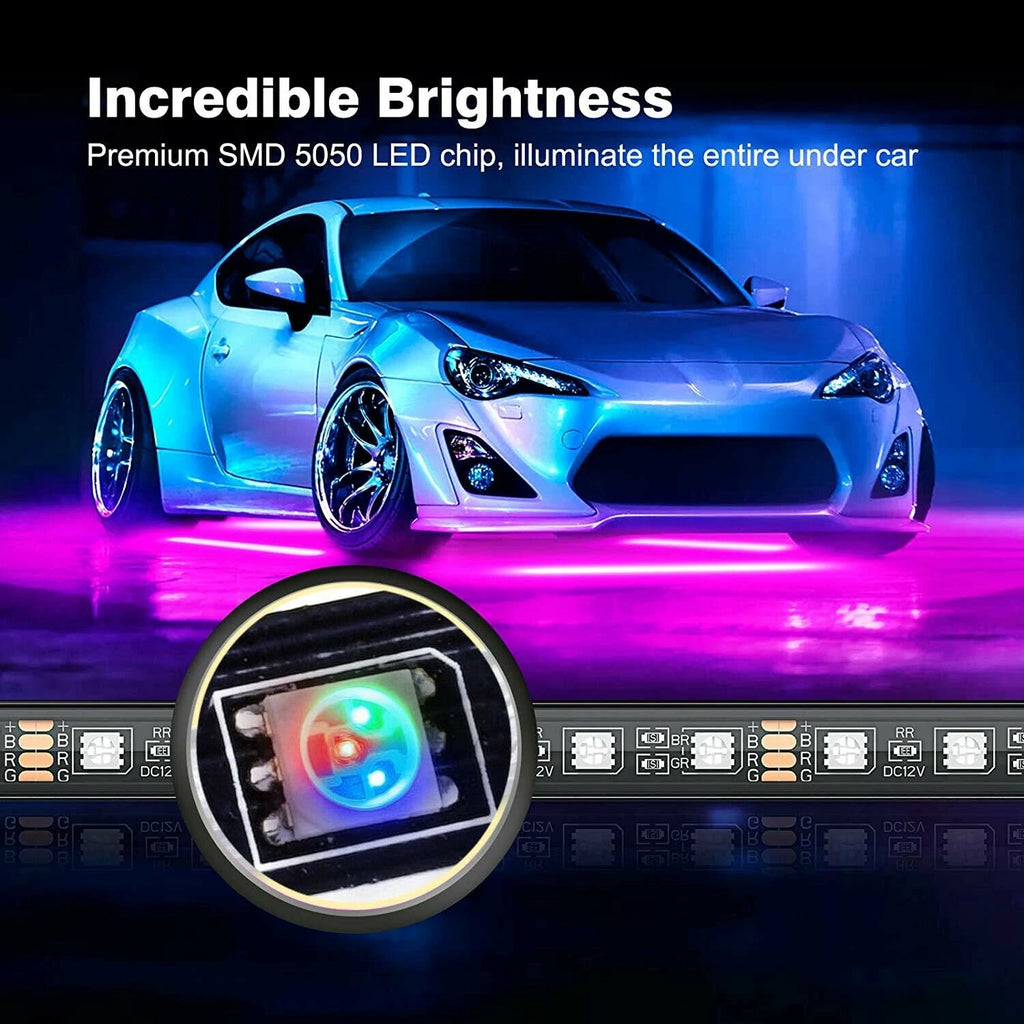 Set of 4 RGB LED Underbody Neon Light Kit for Automotive