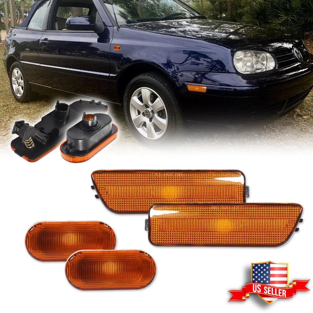 Set of 4 Amber Front Bumper Side Marker Lights for VW Golf Jetta (1999–2006)