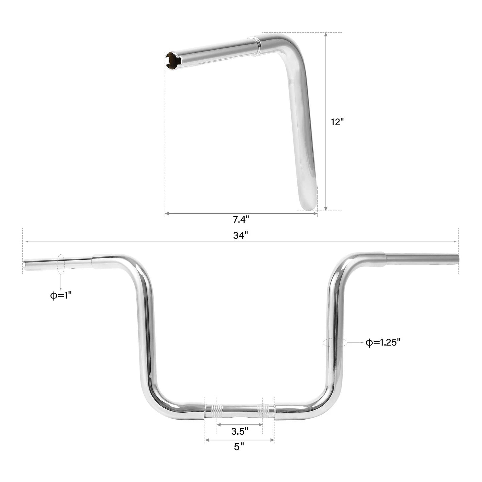 Chrome 12" Rise Ape Hangers Handlebar for Harley FLST FXST Sportster XL Dyna