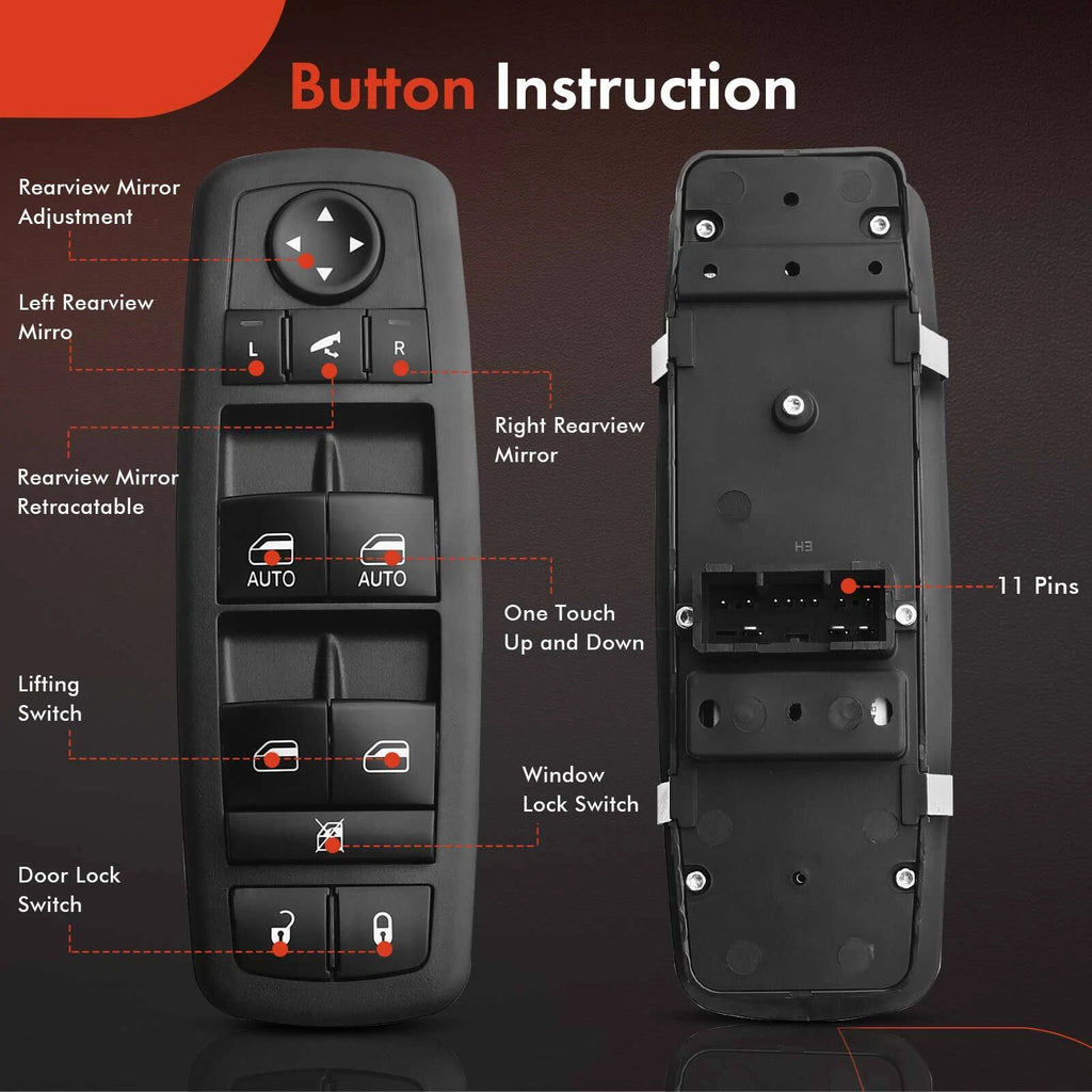 Front Left Power Window Switch for Jeep Cherokee (2018-2020)