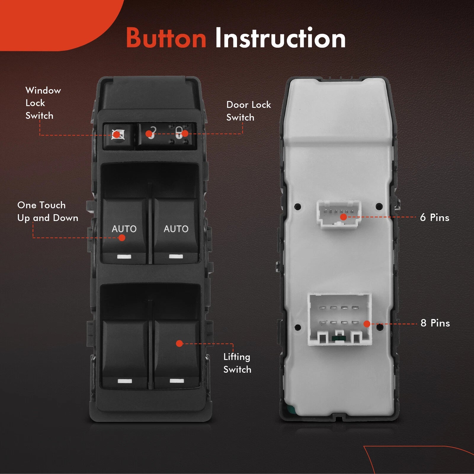 Front Left Power Window Switch for Jeep Grand Cherokee (2006-2010)