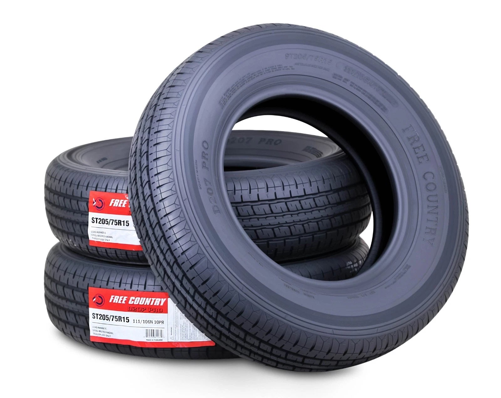 Set of 3 ST205/75R15 Trailer Tires Load Range E 10PR Heavy Duty